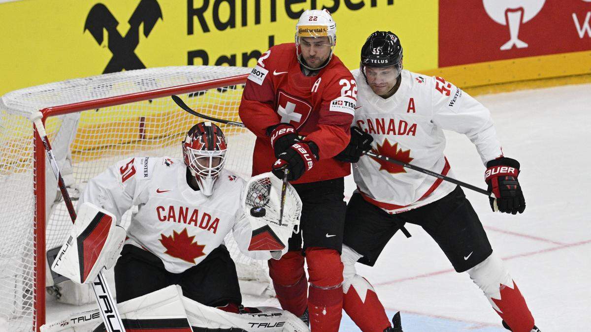Kanada-Goalie Jordan Binnington und Colton Parayko wollen die Schweiz und Nino Niederreiter im Halbfinale in die Mangel nehmen