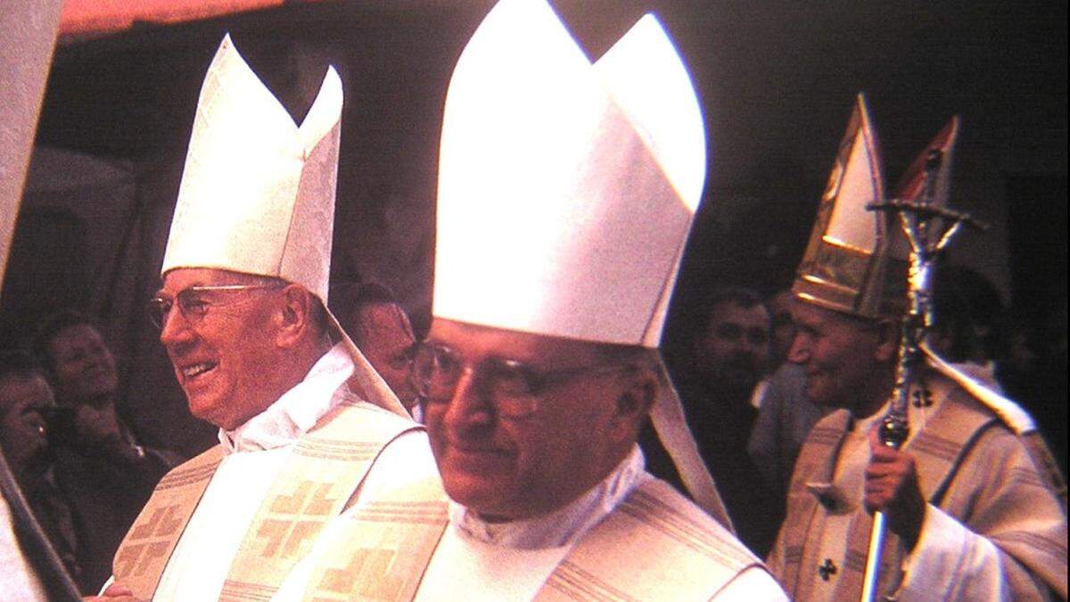 Von Leser Alfred Pintar fotografiert: Papst Johannes Paul II. (rechts hinten), Kardinal König, Bischof Weber 