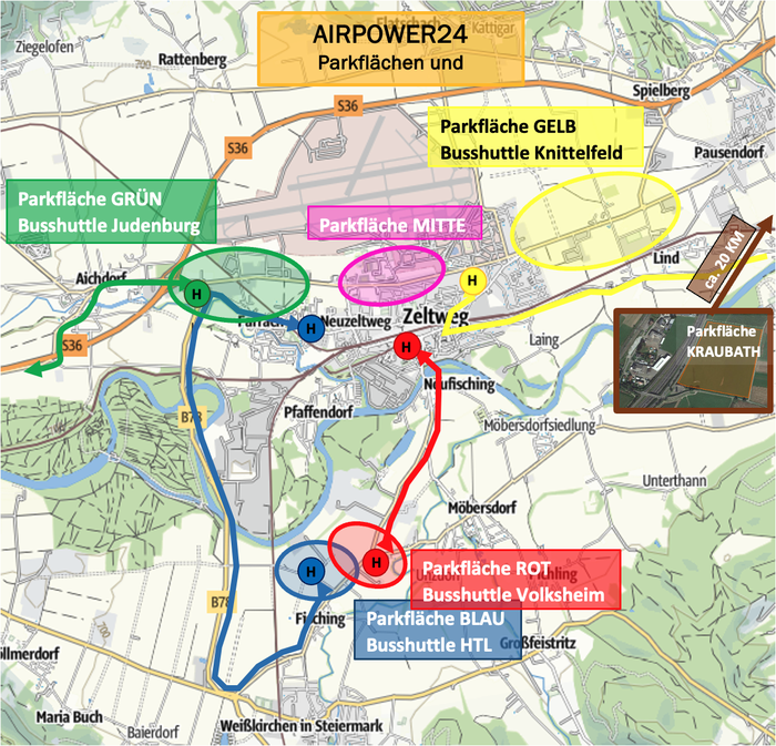 Schematische Darstellung der Parkflächen