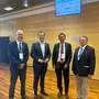 Gesundheitslandesrat Karlheinz Kornhäusl (2. v. l.) mit Kongresspräsident Karl Tamussino (Uniklinik Graz), ÖGGG-Präsident Thorsten Fischer und Thomas Fiedler in Salzburg