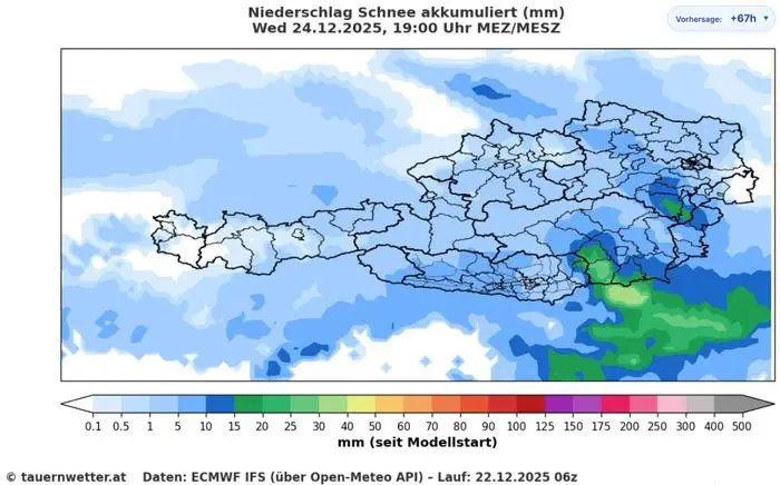 Am Heiligen Abend bringt ein Italientief Schnee in den Süden der Steiermark