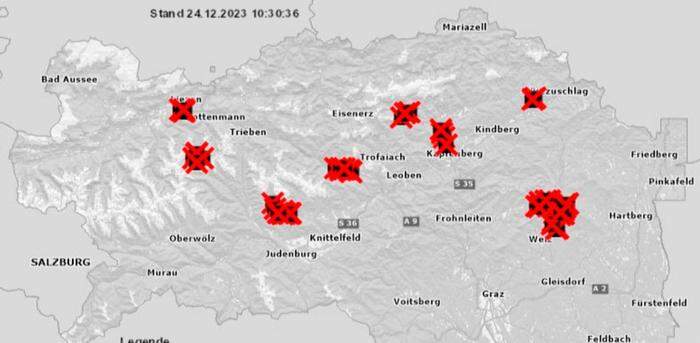 Stromausfälle: Besonders betroffen waren die Ober- und Oststeiermark