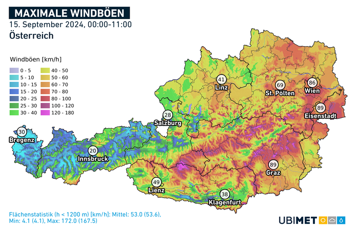 Der Wind bleibt in großen Teilen der Steiermark anhaltend stark