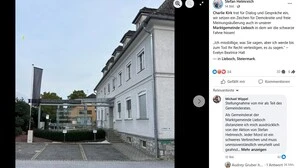 Die schwarze Fahne vor dem Marktgemeindeamt Lieboch im Posting des Bürgermeisters