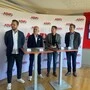 Christoph Högler (Faninvest), Peter Reichl, Michael Horvath (ASVÖ) und Björn Lobenwein (Obmann) stellten das Spenden-Tool in Graz vor