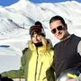 Anna Gasser und Andreas Gabalier beim Dreh in Obertauern