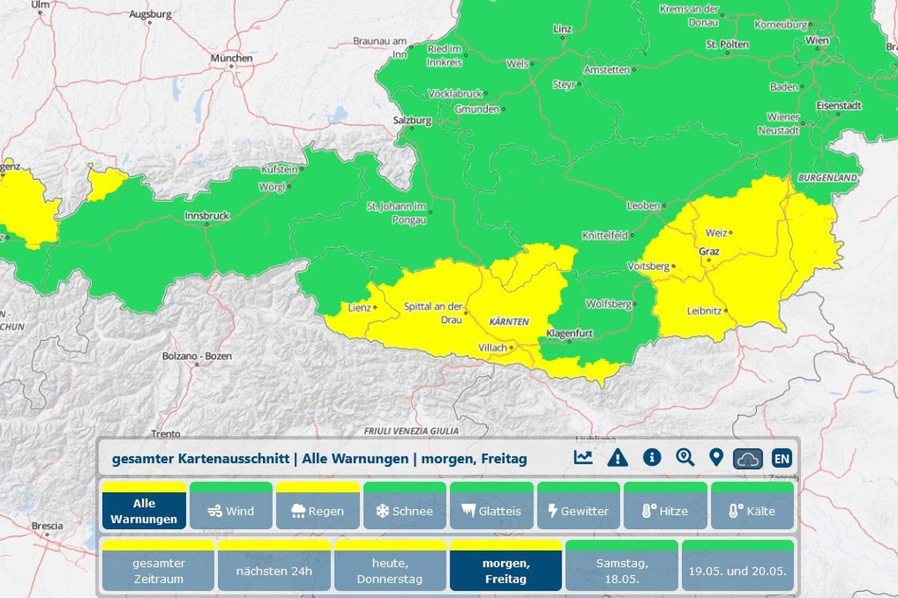 Steiermark-Wetter: Nacht mit Gewittern im Anmarsch: Punktuell sind Muren möglich
