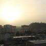 Sonnenaufgang hinter Saharastaub-Schleier am Samstag in Graz (List-Halle) 