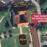 Die beiden Fundorte: Einer befindet sich nördlich, einer südlich des Schlosses