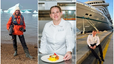 Bordfotografin Sarah Fischbacher, Küchendirektorin Katrin Gabardi und Hoteldirektor Mathias Waschl 