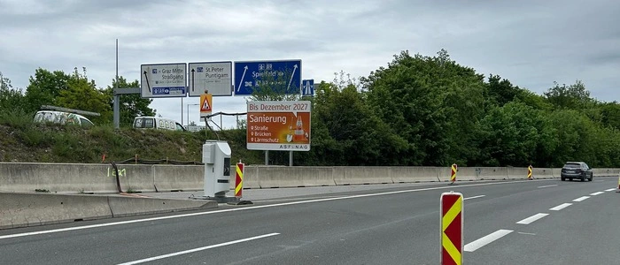 Eines von 18 Messgeräten der Section-Control zwischen Graz-Webling und Schwarzlsee (A 9). Die Behörde gab erst kürzlich grünes Licht