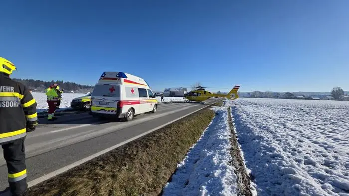 Der Hubschrauber brachte einen Schwerverletzten nach Graz