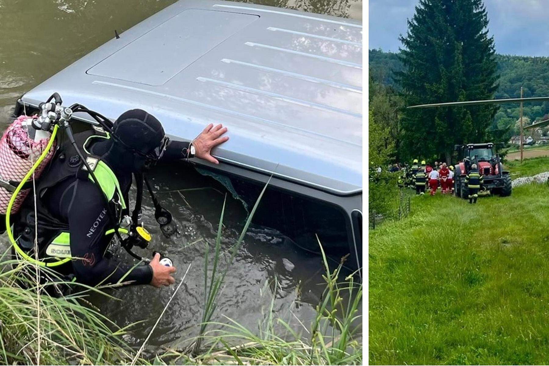 Graz-Umgebung: Lenker versank mit Auto in Fischteich, Feuerwehrmann wurde ganz privat zum Lebensretter