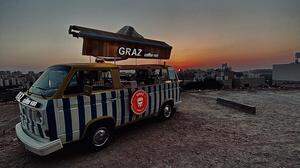 Der „Graz Coffee Van“ gehört zum Stadtbild von Ramallah