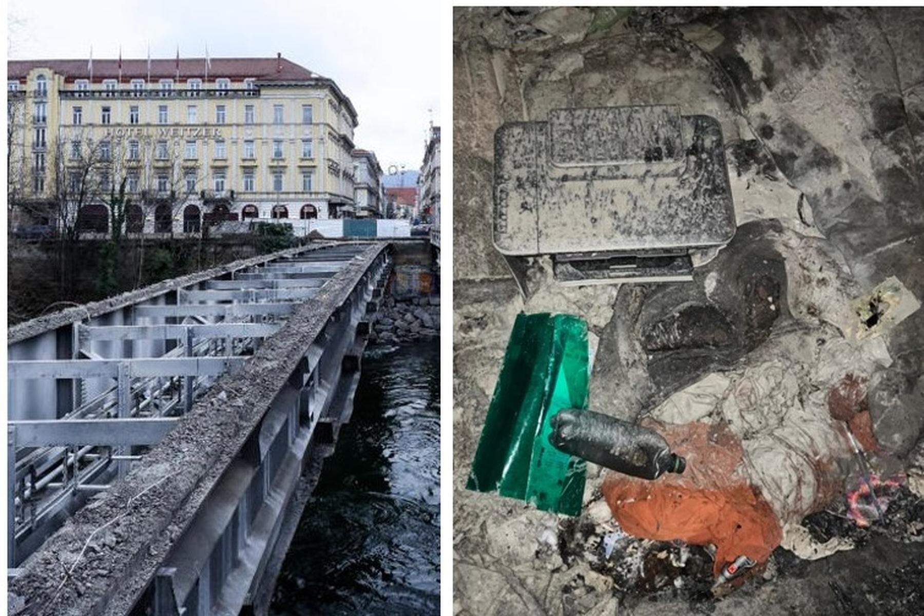 Kuriose Fundsachen | Drucker und gefälschte Banknote bei Abbau von Grazer Brücke gefunden