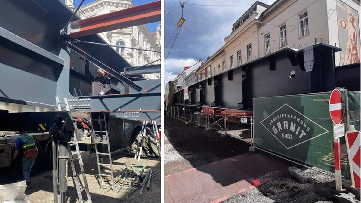 Auf der Zielgeraden: Eine Hälfte der neuen Tegetthoffbrücke wird gerade fertig