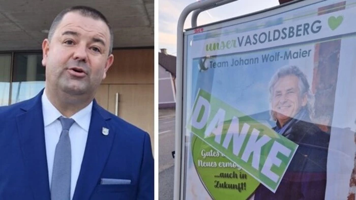 Markus Konrad (links) gewinnt mit der FPÖ fünf Mandate, Johann Wolf-Maier verliert drei – und sagt trotzdem noch am Sonntag „Danke“