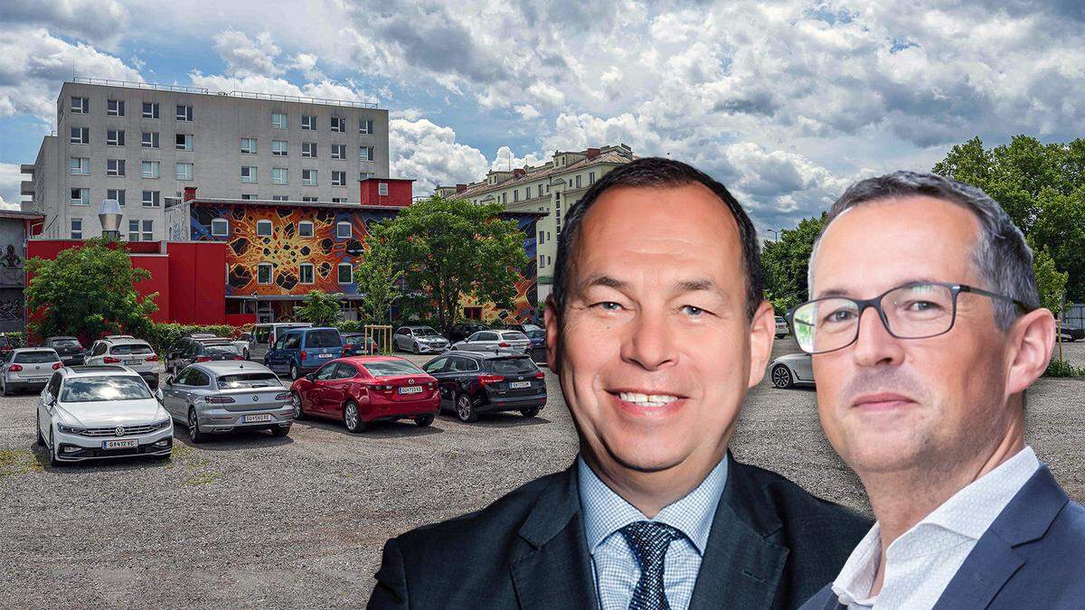 Der Anlassfall am Bahnhofgürtel als Auslöser für neue Bau-Debatte: Anwalt Georg Eisenberger und Stadtplanungschef Berhard Inninger debattieren