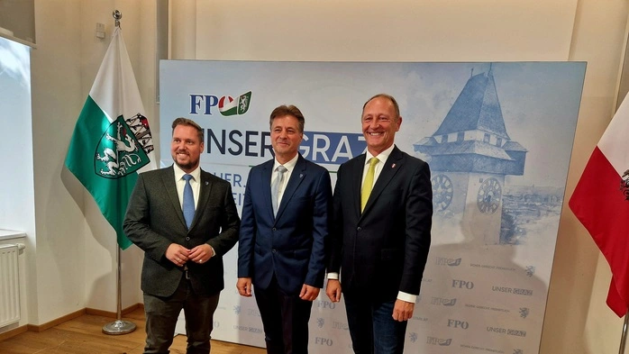 Marco Triller, René Apfelknab und Axel Kassegger (von links) am Mittwoch in Graz