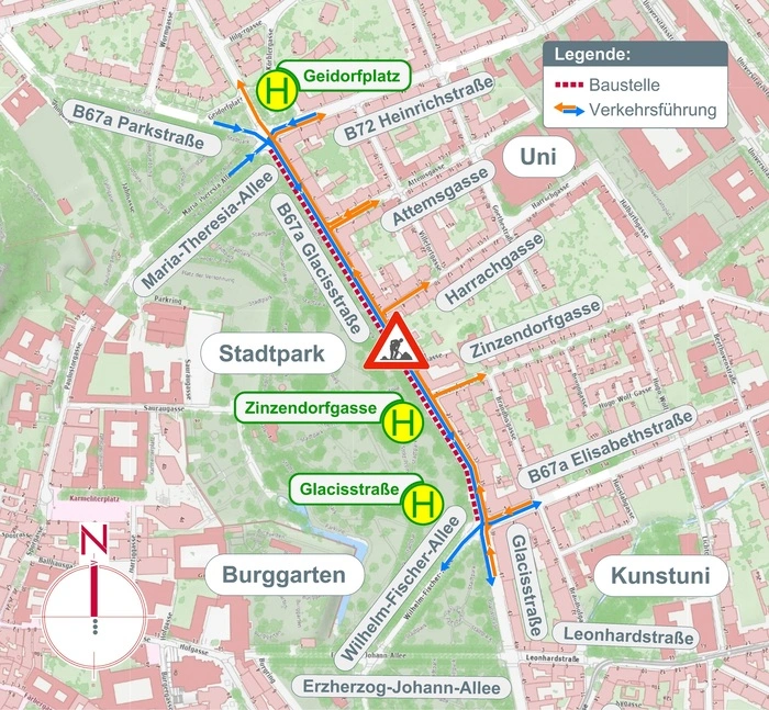 Grafische Darstellung des Baustellenbereichs