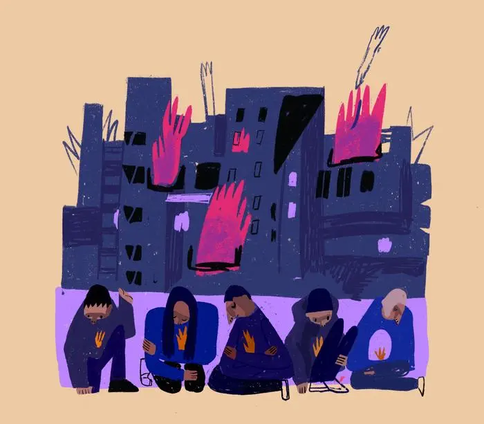 Wandmalerei im Volksgarten: Anastasia Rudnieva, The Fire and the Lights, 2024 