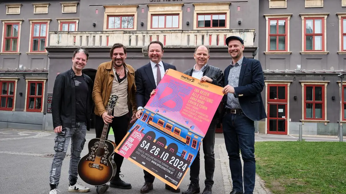 Robert Veigl und Christian Stani von Alle Achtung, Christian Kladiva, Bernhard Rinner, Bernd Hecke