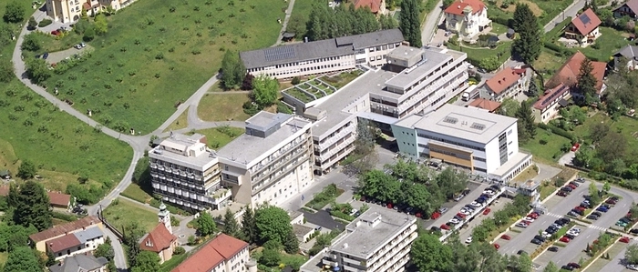 Blick auf das ehemalige Krankenhausgelände in Eggenberg