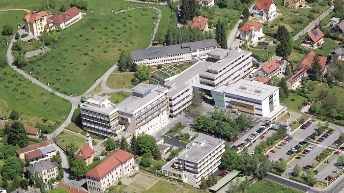 Blick auf das ehemalige Krankenhausgelände in Eggenberg