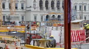 Die Baustelle am Uni Campus in vollem Gang