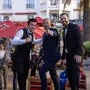 Chris Schlagenhaufen (links) mit Produzent und Schauspieler Dennis Dewall (Mitte) in Cannes