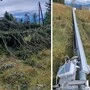 Gekappte Bäume, umgeworfener Mast am Schöckl