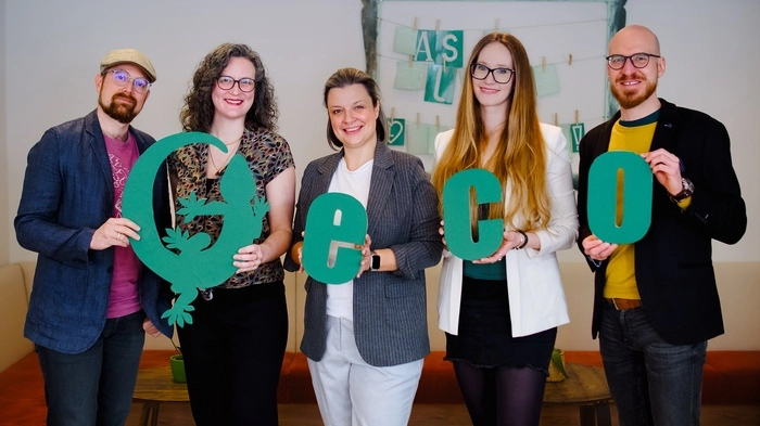 Thomas Winkler, Michaela Stückler, Caroline Schweighofer, Vanessa Roi und Christian Felber vom Geco Team