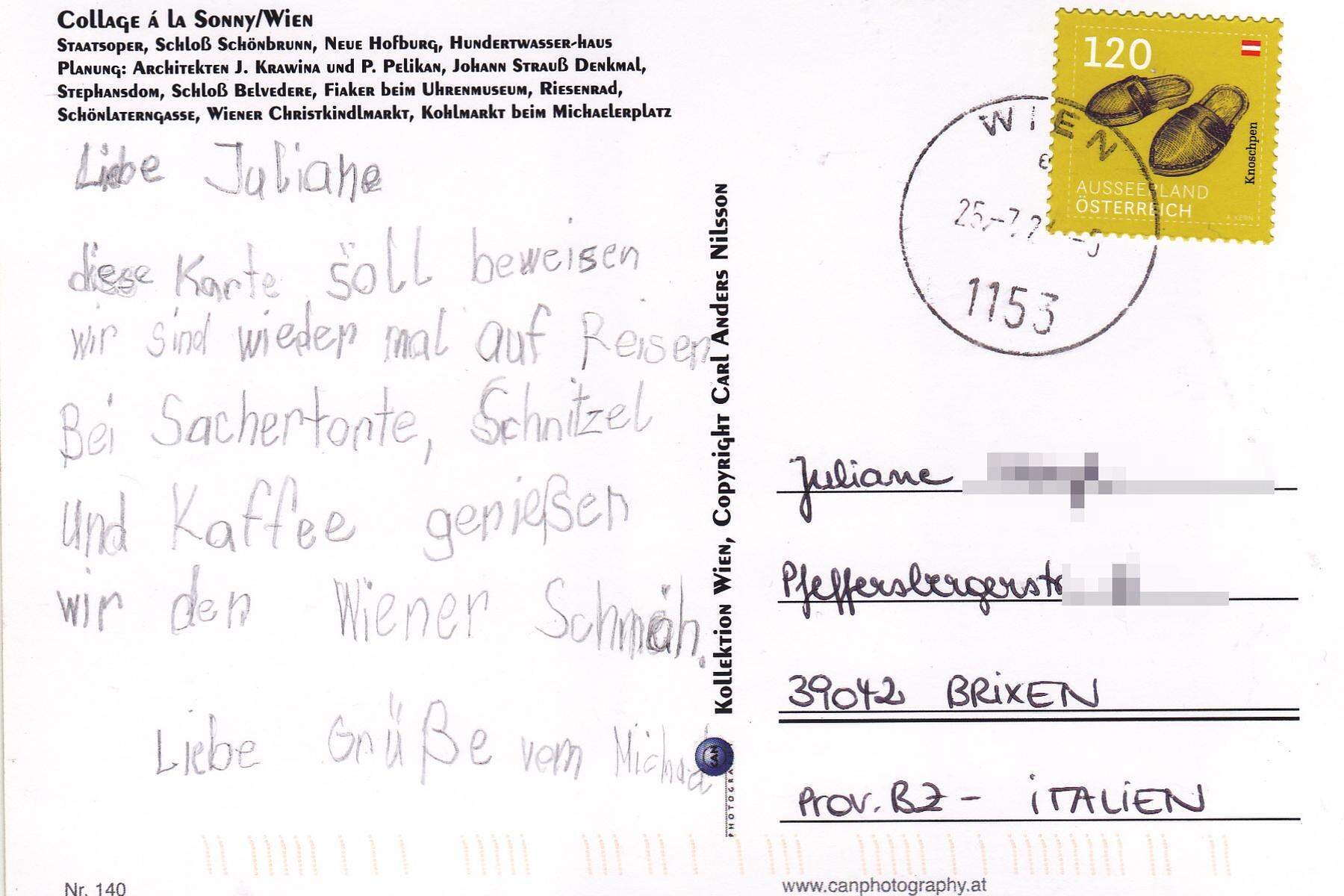 „Liebe Juliane“: Verirrte Postkarte landete in Graz anstatt in Brixen