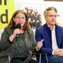 KPÖ-Chefin und Bürgermeisterin Elke Kahr und ÖVP-Chef und Stadtrat Kurt Hohensinner bei einer Schuldiskussion