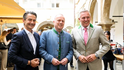 Ex-ORF-General Roland Weißmann, Ex-Stiftungsrat Thomas Prantner und Landeshauptmann Mario Kunasek (FPÖ)