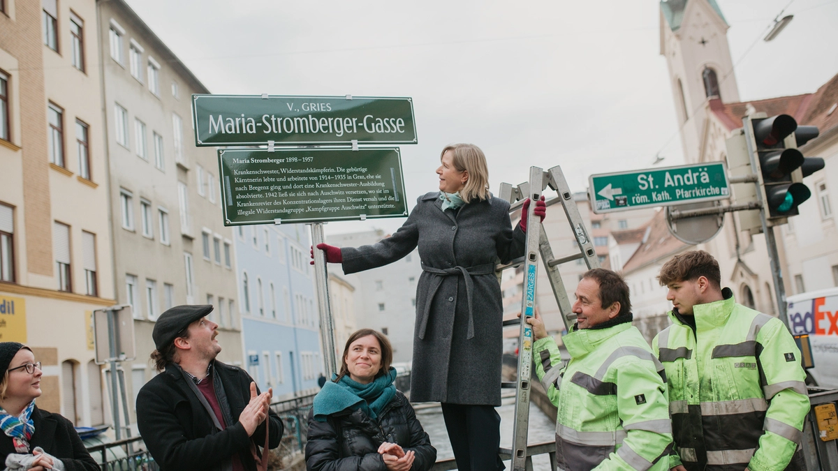 Speziell die Grünen drängten auf die Umbenennung: Vizebürgermeisterin Judith Schwentner mit den beiden Gemeinderäten Tristan Ammerer und Manuela Wutte