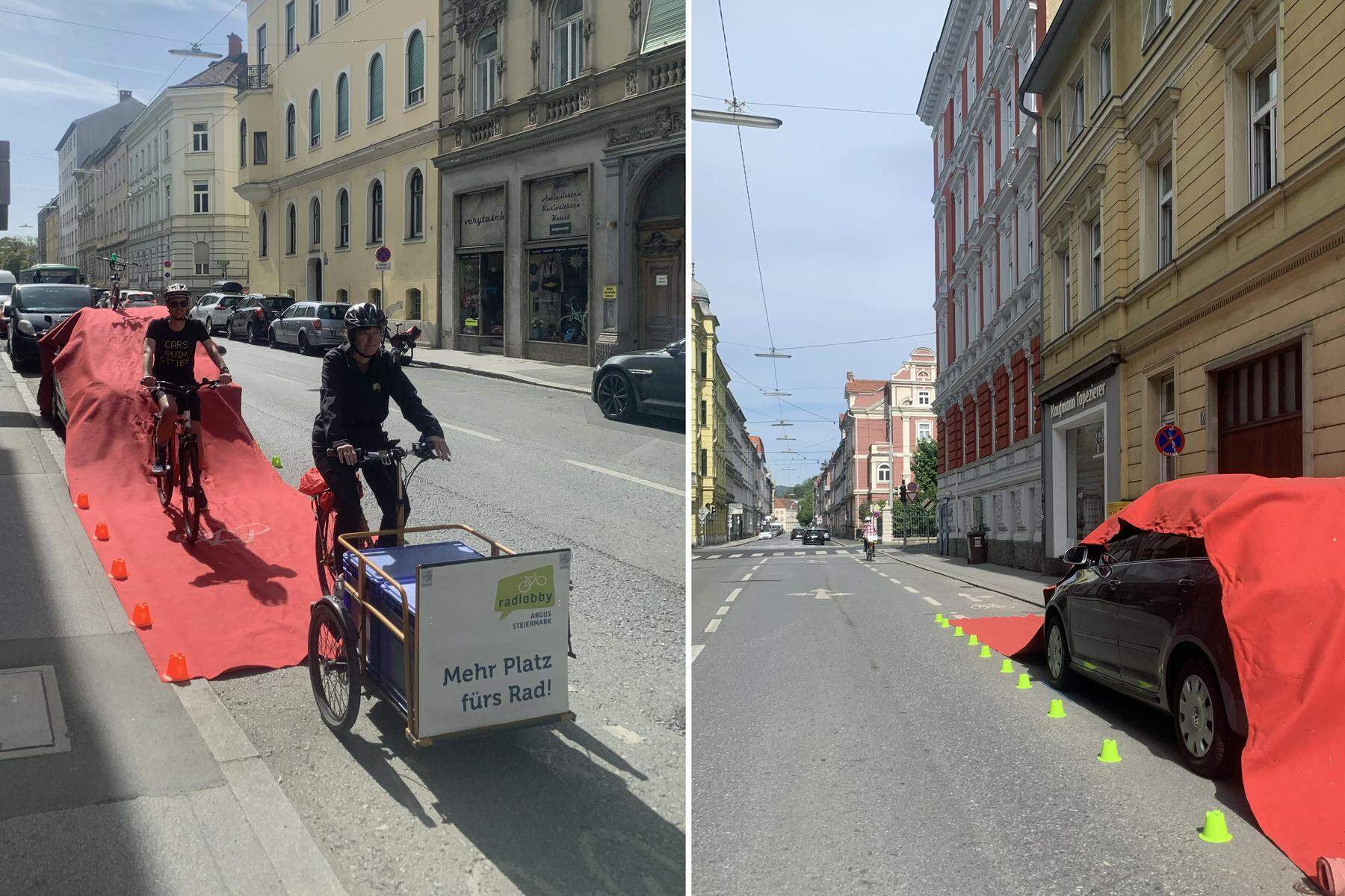 Roter Teppich über Pkw: Initiative „Move it“ fordert mehr Tempo bei Radoffensive in der Mandellstraße