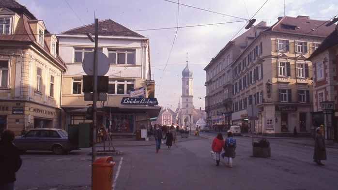 Ein Blick auf den Grazer Südtiroler Platz in den 70er-Jahren