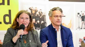 KPÖ-Chefin Elke Kahr und ÖVP-Chef Kurt Hohensinner bei einer Wahldiskussion; 
