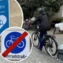„Bitte absteigen“: Das Fahrradverbot im Franziskanerviertel wird immer noch häufig missachtet. Nur ein Bruchteil der Radlerinnen und Radler schiebt