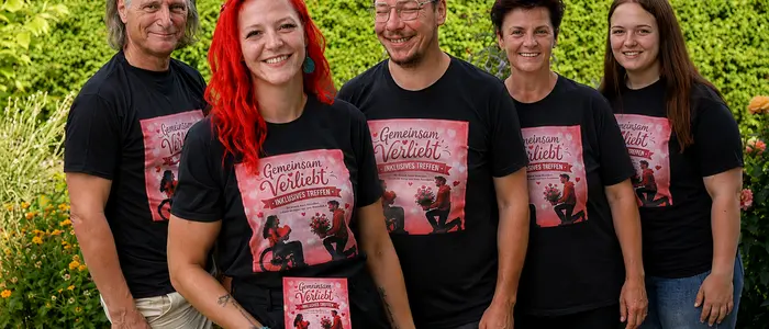 Walter Auner, Katrin Spannblöchl, Christian Sindler, Karin Mikusch und Vanessa Marie Spannblöchl vom Verein „Gemeinsam Zeichen setzen“ posieren für ein Foto.