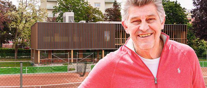 GAK-Tennis-Präsident Heinz Steinlechner vor dem neuen Klubhaus in der Körösistraße