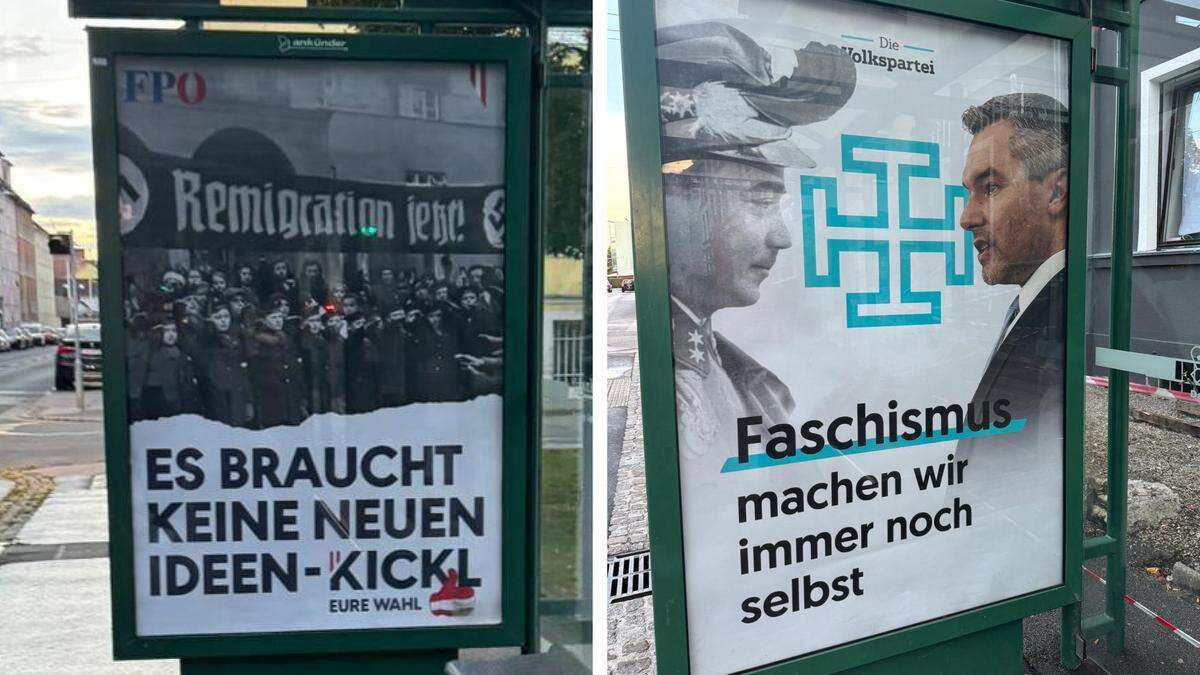 Gefälschte<strong><em> </em></strong>ÖVP- und FPÖ-Plakate in Graz