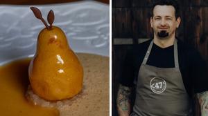 Daniel Edelsbrunner vom „Kupferdachl“, links das Signature Dish in der „Goldenen Birn“