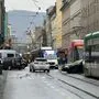Die Straßenbahnen bildeten am Freitagnachmittag in der Annenstraße eine lange Schlange