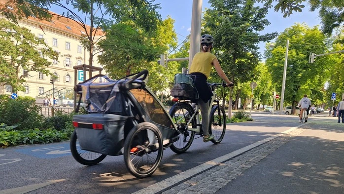 Gerade der Grazer Joanneumring ist bei Radlern beliebt – mit und ohne Anhänger