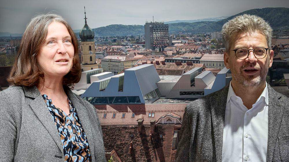 Uneinig über das Kastner-Dach: Bürgermeister Elke Kahr (KPÖ) und Kastner-Chef Martin Wäg