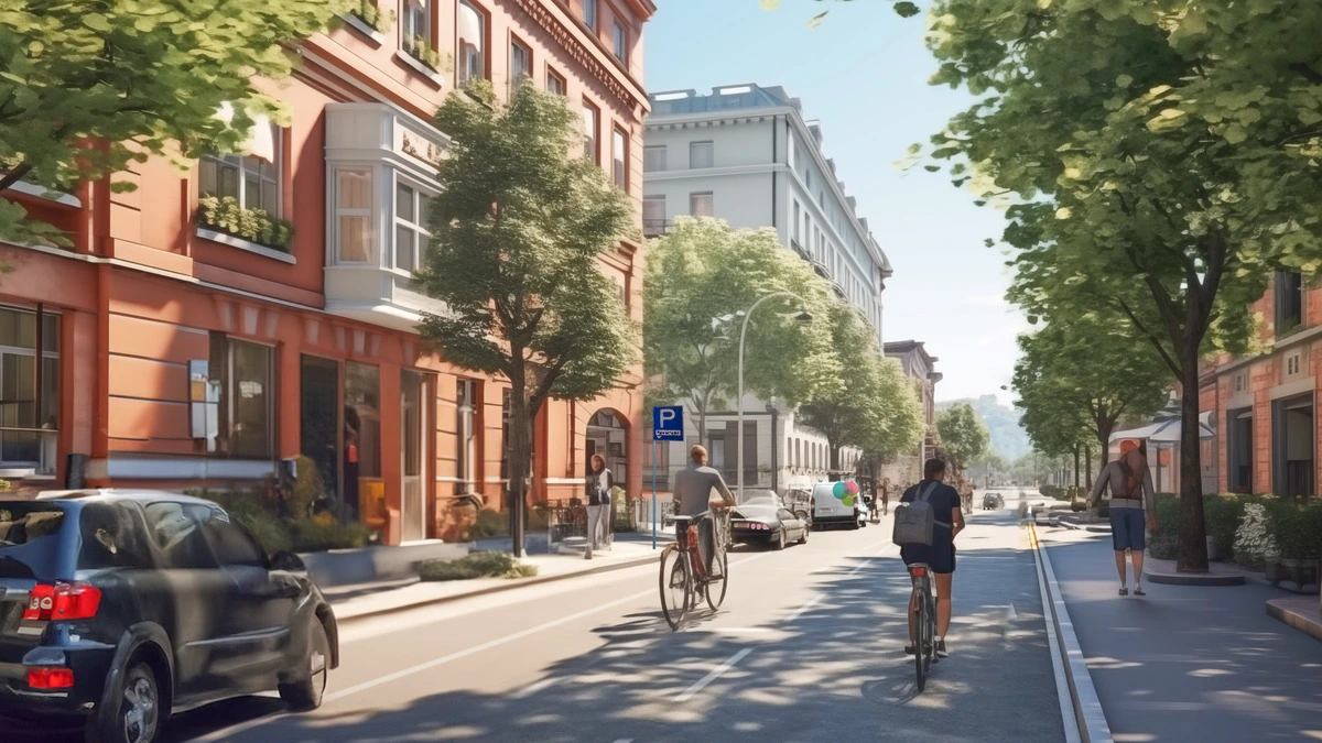 Zu einer Strategie brauche es „positives Bilder“, sagen die Fachleute. Also hat die Holding die KI bemüht, wie der öffentliche Raum in der Stadt ausschauen könnte