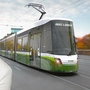 Neue Durchsagen in Grazer Öffis: Fotomontage mit der Frau und einer Straßenbahn im Hintergrund