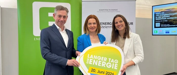 Werner Ressi (Energie Steiermark), Landesrätin Simone Schmiedtbauer und Irene Hofer (Energie Agentur Steiermark)